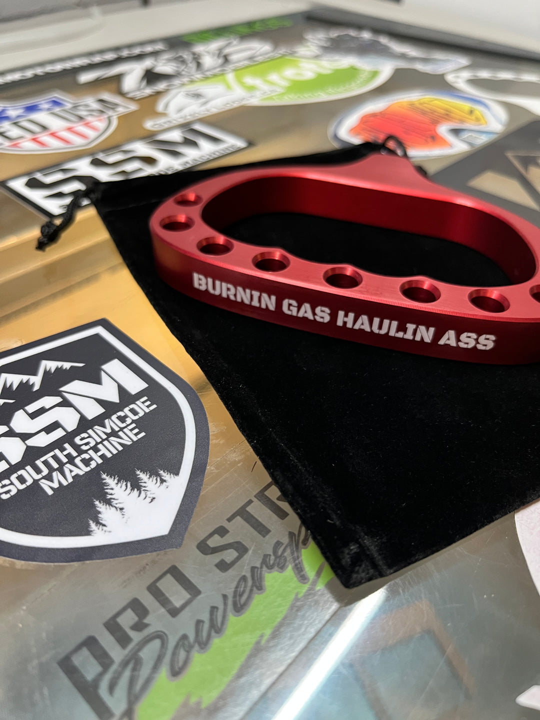 BURNIN GAS HAULIN ASS Billet Aluminum pull cord handle